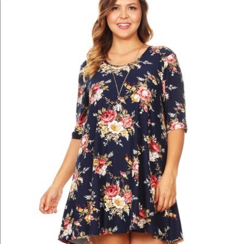 Navy blue floral dress!